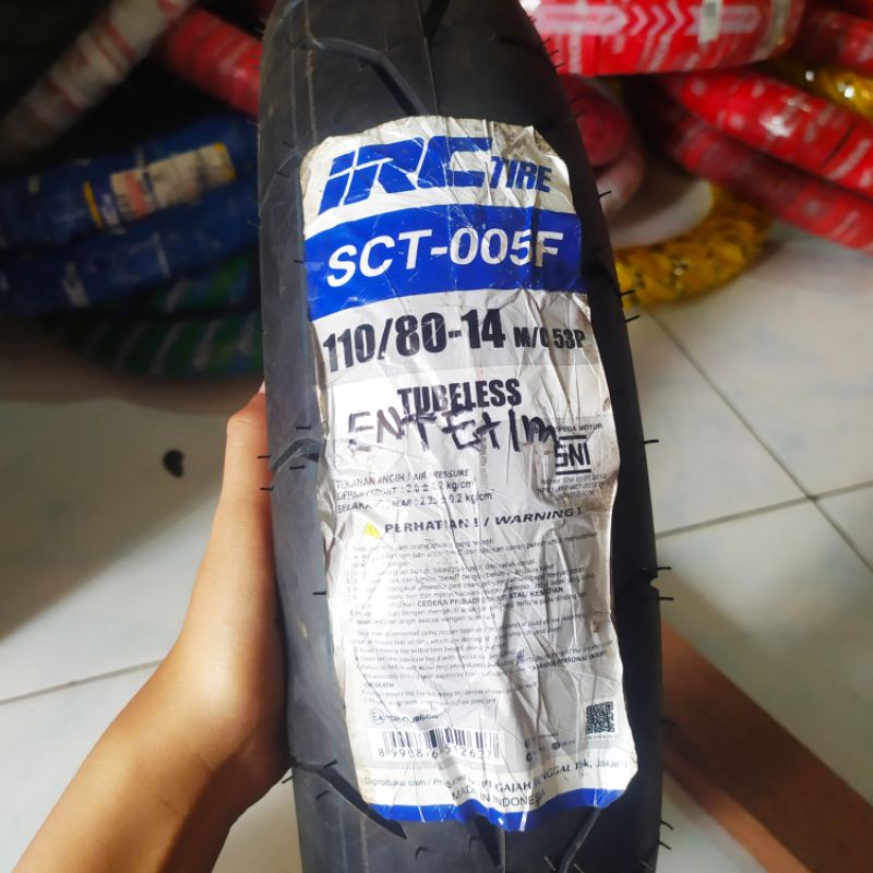 BAN LUAR MOTOR 110/80 -14 IRC TUBLES BAN LUAR IRC RING 14 BAN MOTOR MERK IRC