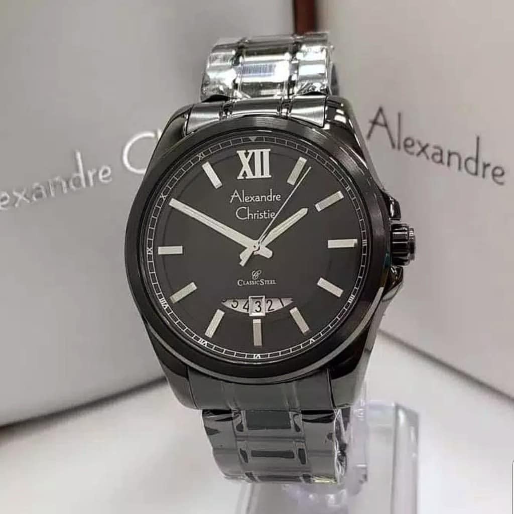 ALEXANDRE CHRISTIE ORIGINAL AC8473 BLACK JAMTANGAN PRIA