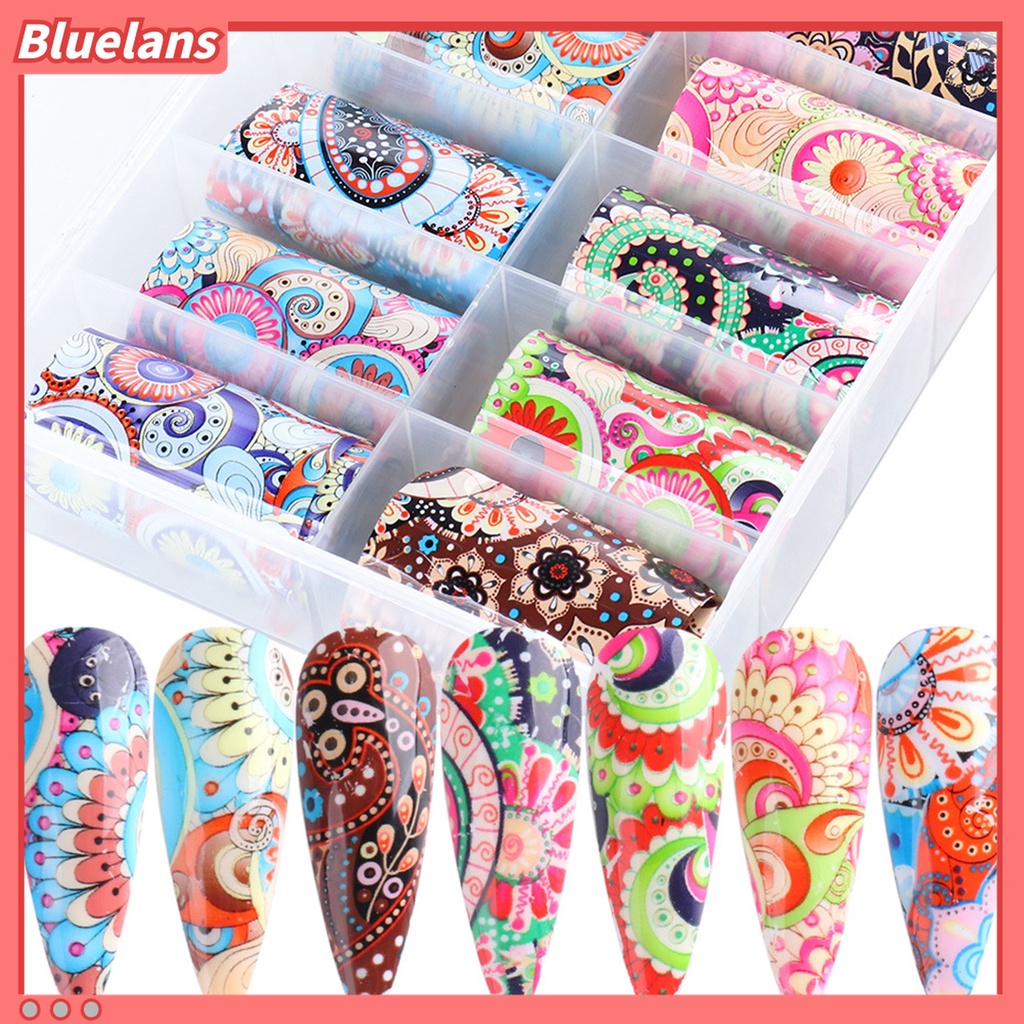(In Stock) Kacamata Hitam Lensa Warna Warni ♡10pcs / Set Stiker Kuku 3D Motif Totem Gaya Etnik Retro Untuk Wanita