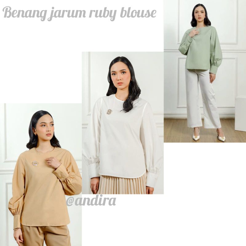 READY NEW Buttonscarves x Benang Jarum Ruby blouse size M
