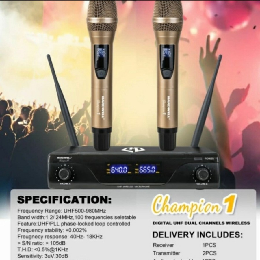 Mic wireless Hardwell Champion1 pp Microphone champion 1 Handle ori