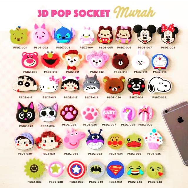 [BELI1 GRATIS 1] Popsocket 3D Karakter Untuk Hp