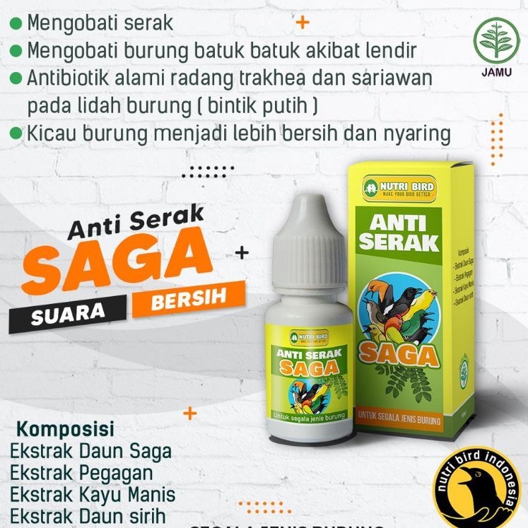 Anti Serak SAGA - burung batuk berlendir / obat burung / herbal burung