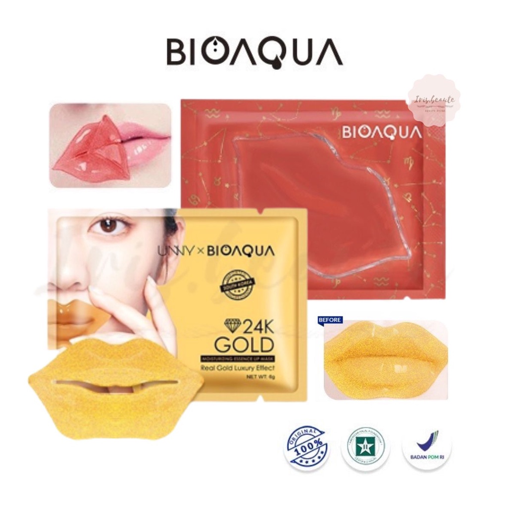 BIOAQUA Lip Mask Sachet / Cherry Collagen Lip Mask / 24k Gold Lip Mask / Masker Bibir Bioaqua / Moisturizing Lip Mask