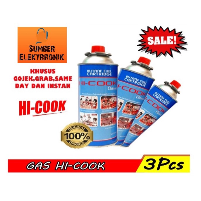 TABUNG GAS PORTABLE / GAS KALENG HI-COOK 230 GRAM (3PCS)