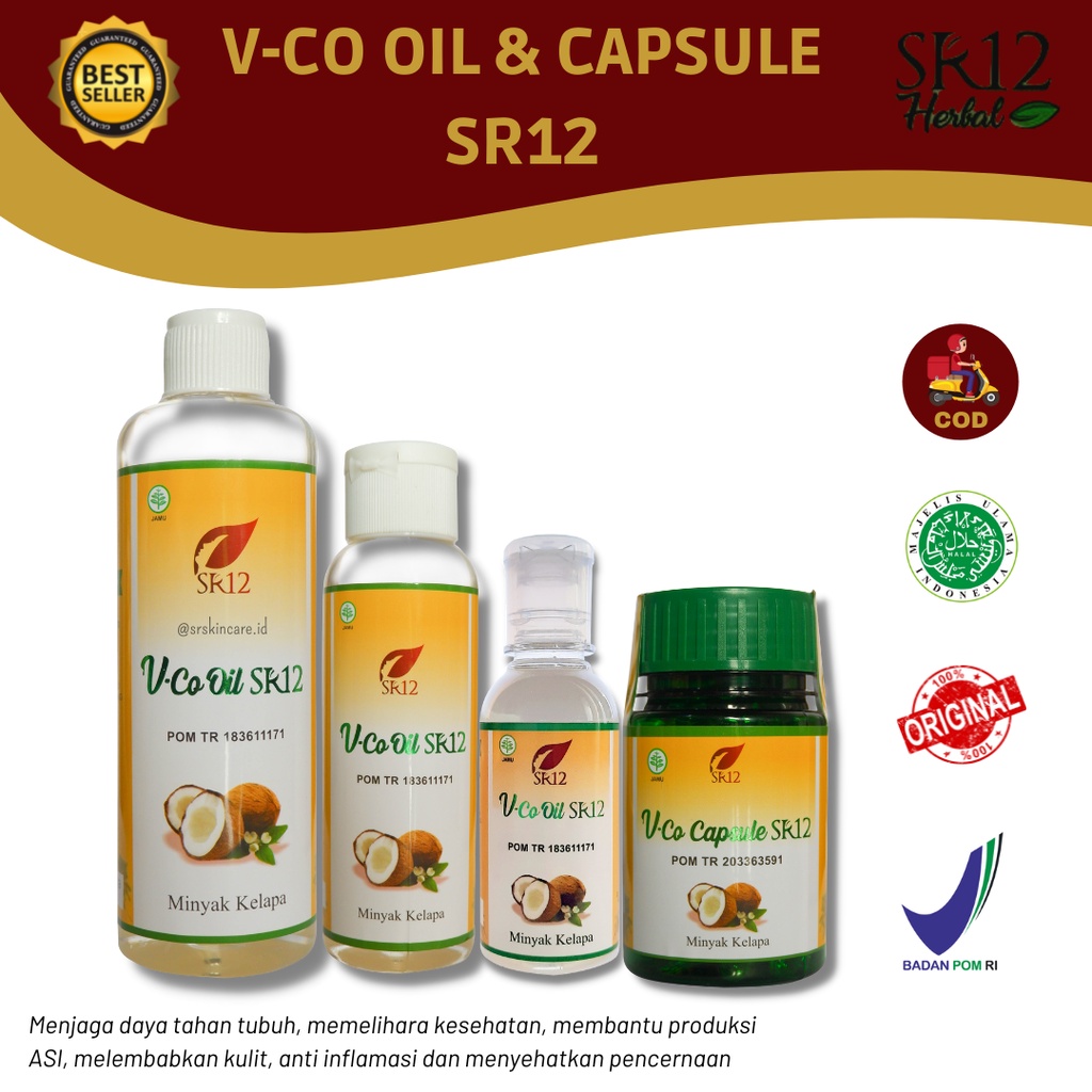 

VCO OIL SR12/ MINYAK KELAPA MURNI SR12 / VICO VIRGIN COCONUT OIL, IMUN BOOSTER | SR12 skincare
