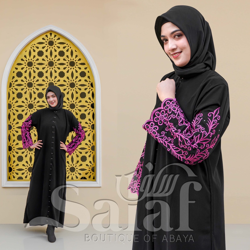 abaya gamis hitam mewah elegan