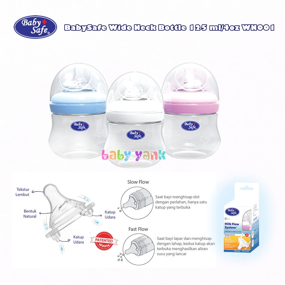 ♥BabyYank♥ BABYSAFE WIDE NECK BOTTLE 125ML 250ML - BOTOL SUSU BABY SAFE WIDE NECK WN001 WN002