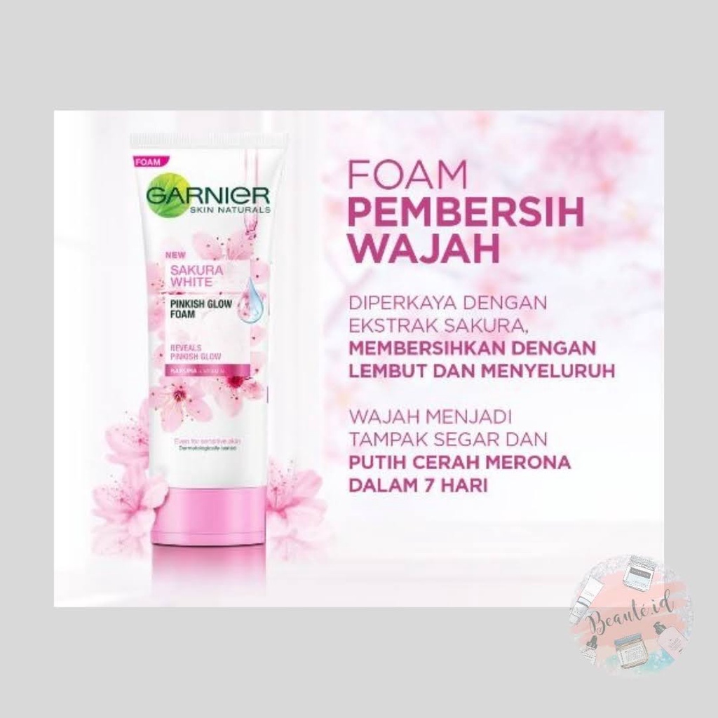 GARNIER Sakura White Glow Pure Active Light Complete Foam Sabun Pembersih Wajah Facial Wash