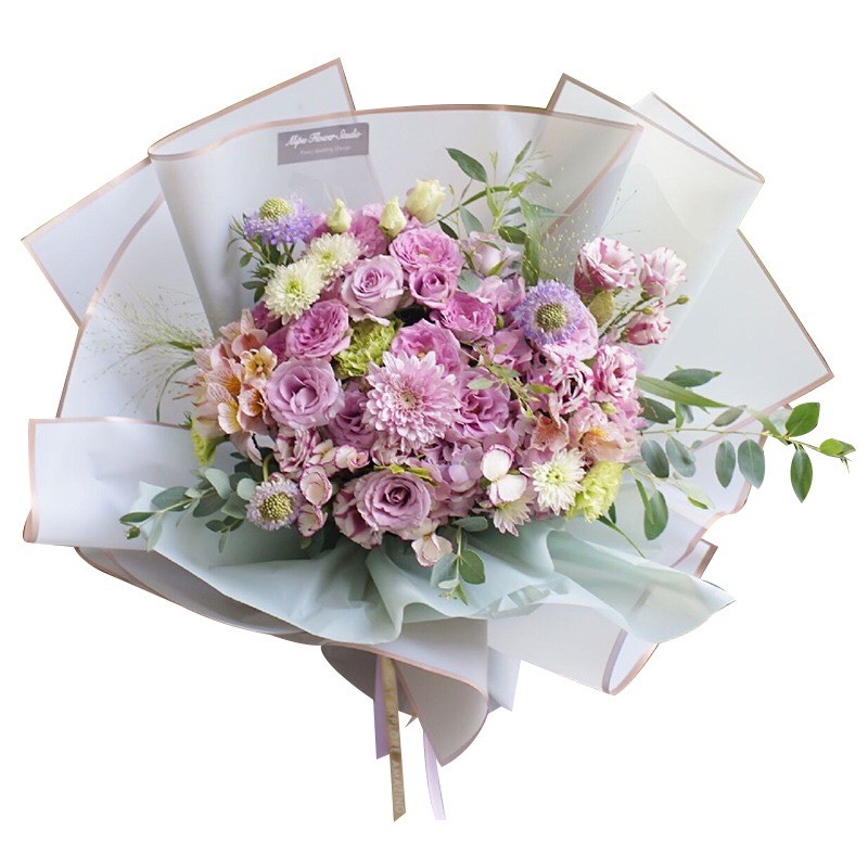 FLOWER WRAPPING GOLD LINE COLOR (ECER) TRANSPARENT CELLOPHANE KERTAS BUNGA HAND BOUQUET WATERPROOF