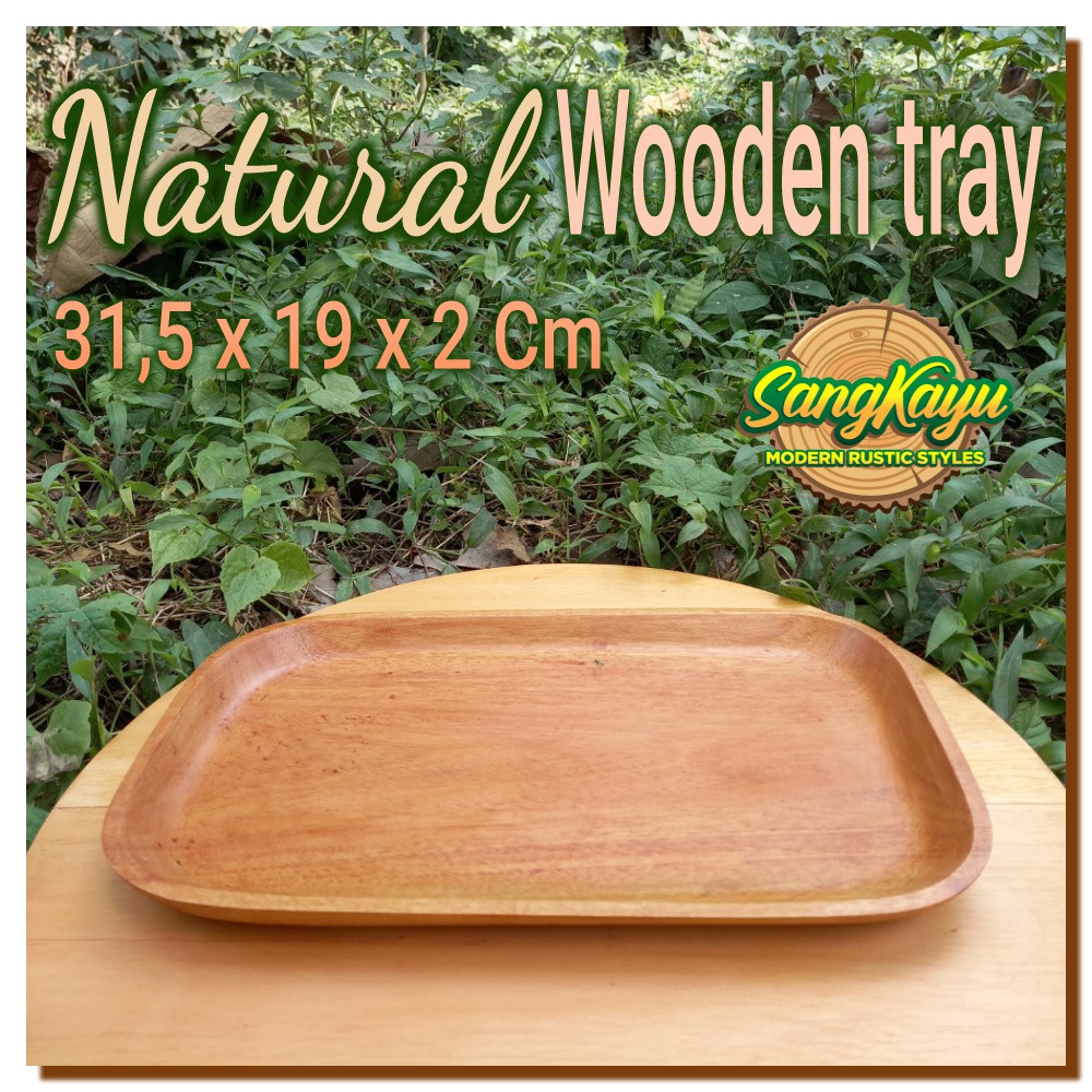 Nampan kayu alami 31,5x19x2 Natural wooden tray nampan piring saji