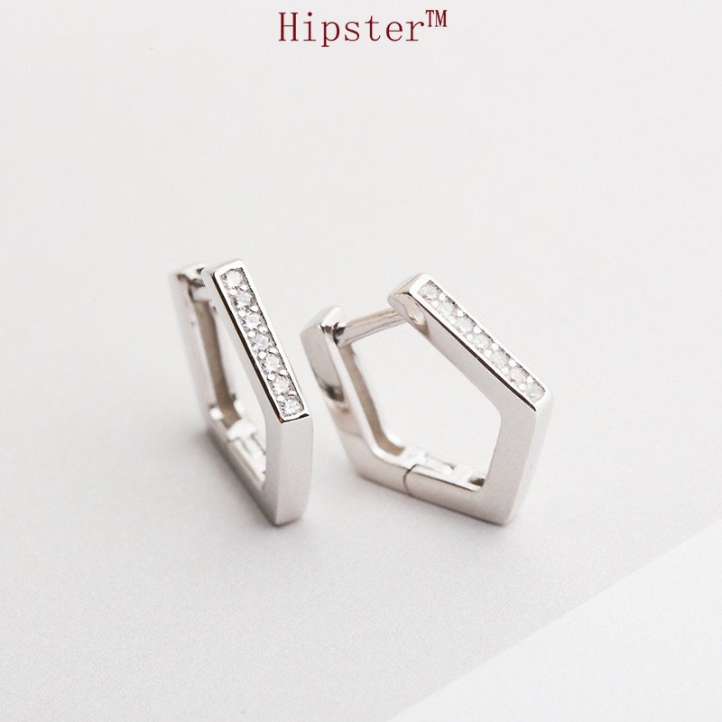 INS Style Creative Design Micro Inlaid Zircon Geometric Special Ear Studs