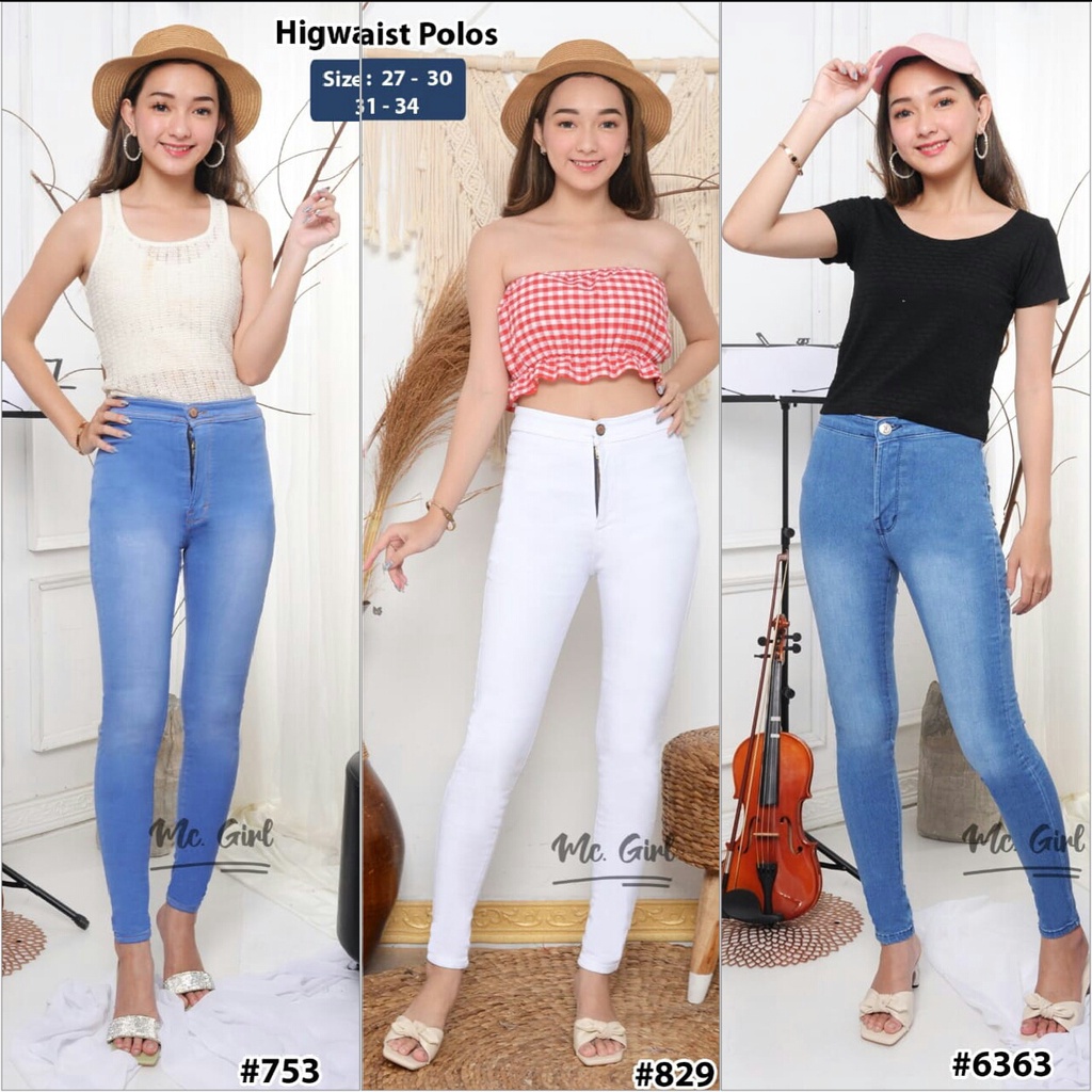 [ Size 31 - 34 ] MC girl - High Waist Jumbo / Celana Jeans Pinggang Tinggi Kaki Pensil / Highwaist Jeans / Haiwes Pants / HW Jeans Polos / Celana Panjang Skinny 7C-G