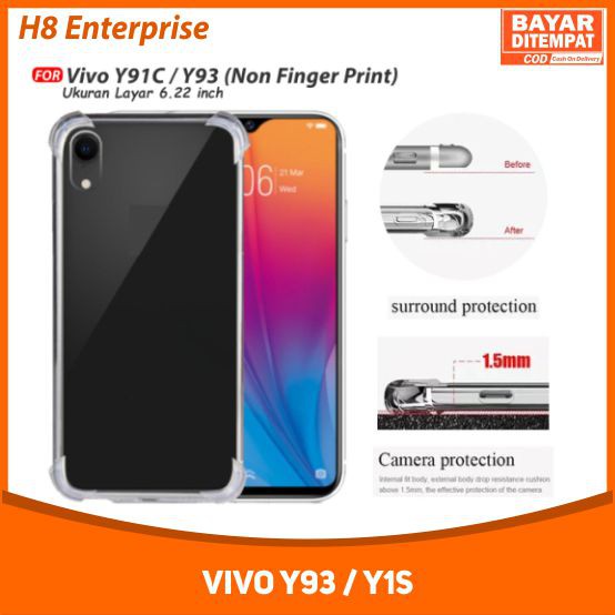 Case Crack Clear Vivo Y93 / Y1s Anti Fall Shockproof Casing Tahan Benturan Dengan Tebal 1.5mm