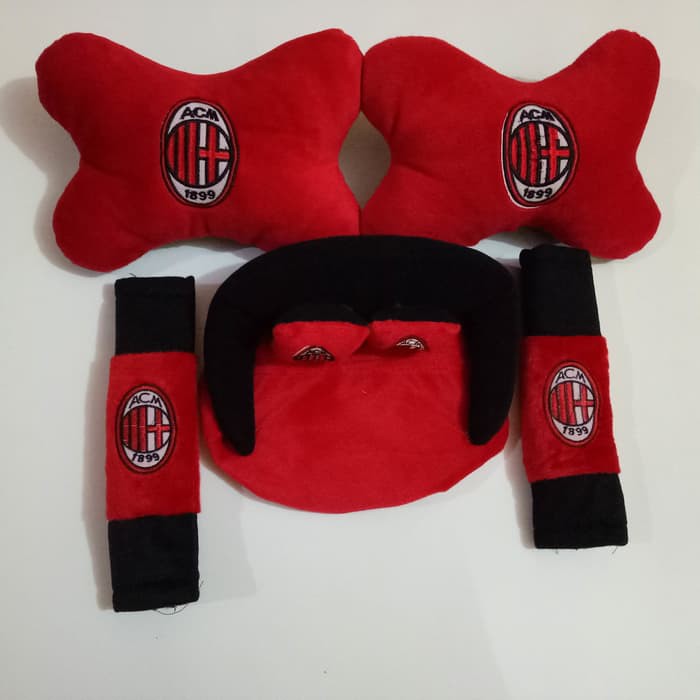 TERMURAH Car Set Bantal Mobil Ac Milan  3 in 1 / Aksesoris Mobil AC MILAN
