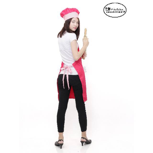 Celemek apron kantong renda &amp; topi koki Celemek wanita Dewasa