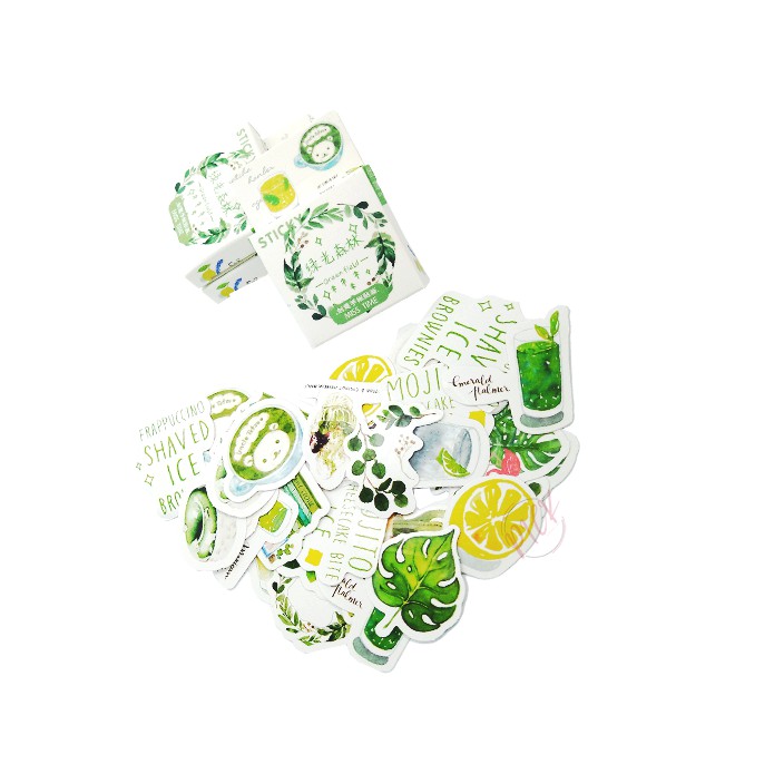 

sticker aesthetic cutting stiker box desain green field decor journal diary scrapbook cute [S003]