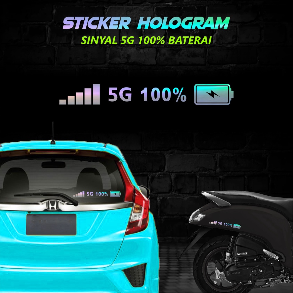 Sticker Wifi Sinyal Cutting Putih &amp; Hologram Motor