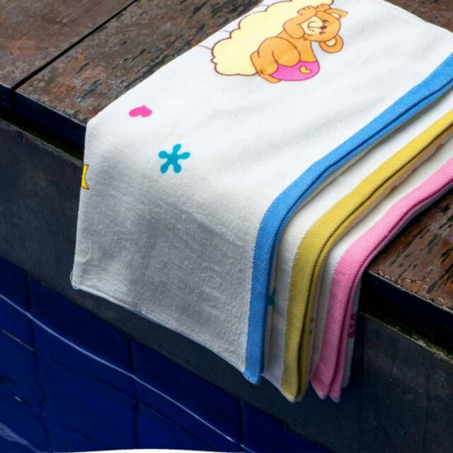 Handuk Mandi Bayi Twin Putih List 50x100cm