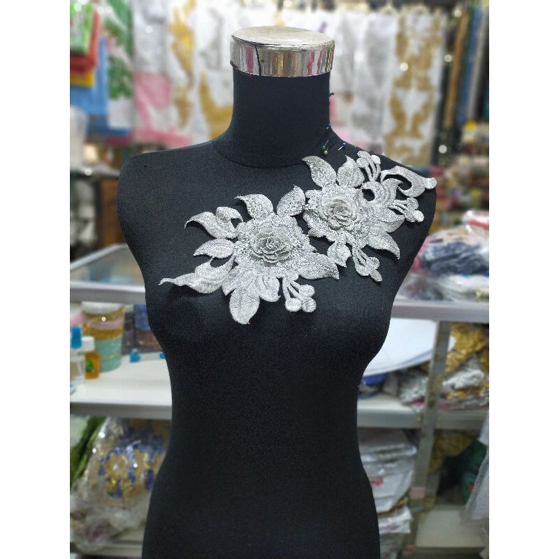 Renda Bunga Bordir 2 Tumpuk Bunga besar