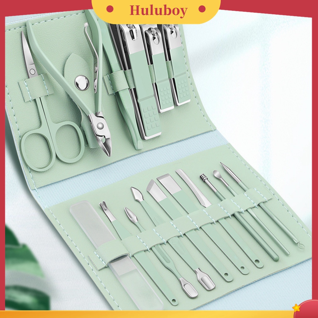 Huluboy Huluboy♡ 16pcs / Set Gunting Kuku Bahan Stainless Steel Untuk Manicure