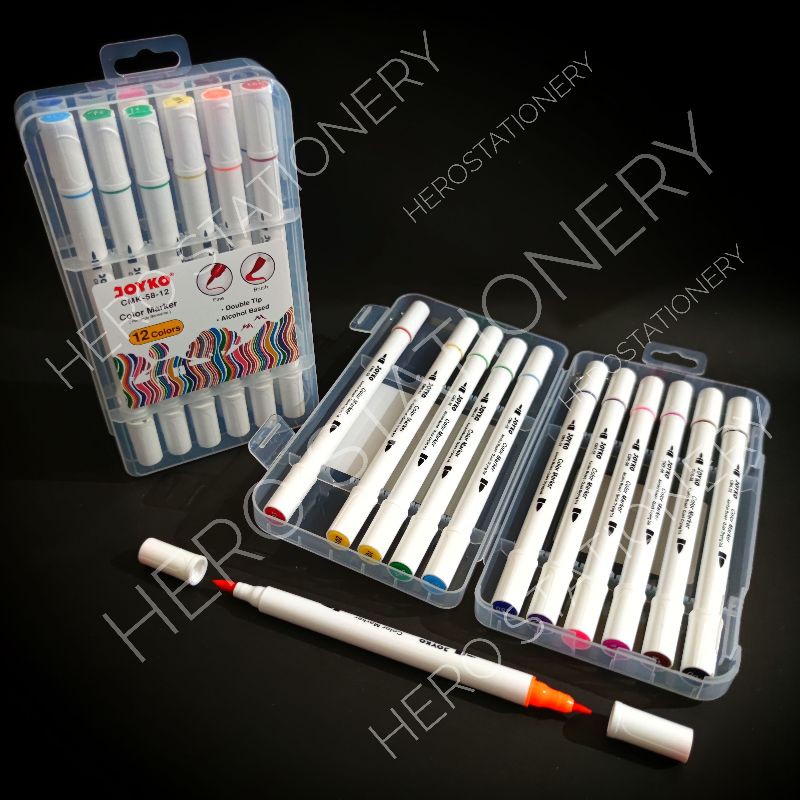 

Joyko double tip color marker spidol 12 warna CMK-58-12
