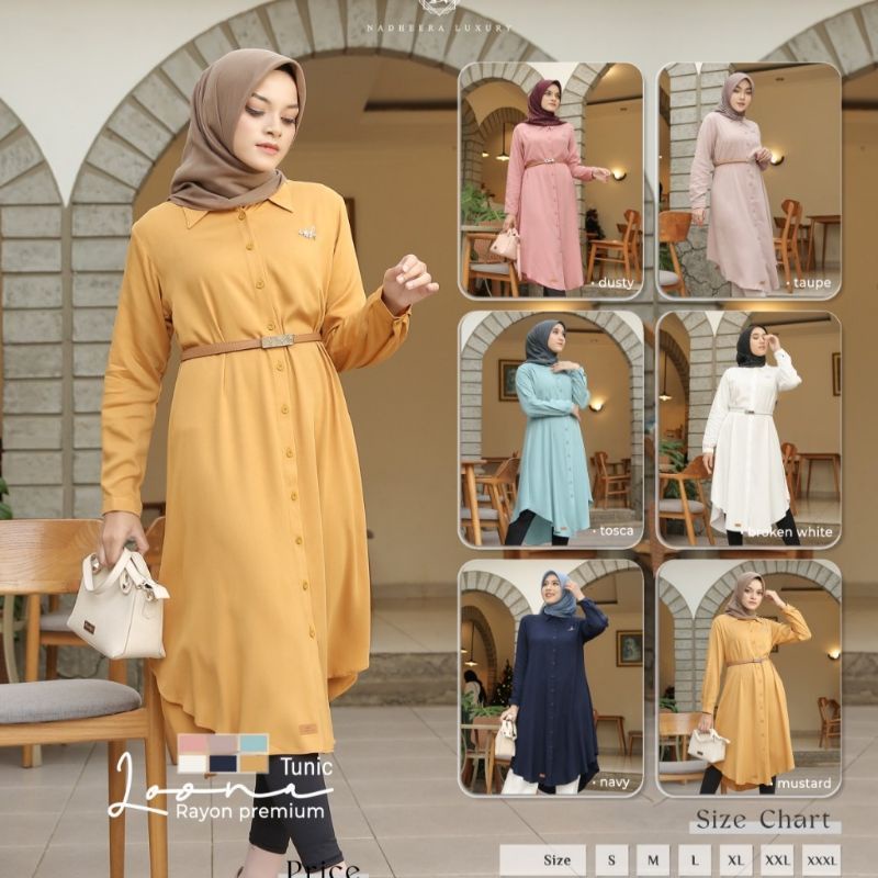 LOONA TUNIK//NADHERA LUXURY//TUNIKNADHERA//LONGTUNIKNADHERA//TUNIKTERBARU//TUNIKTERLARIS//COD