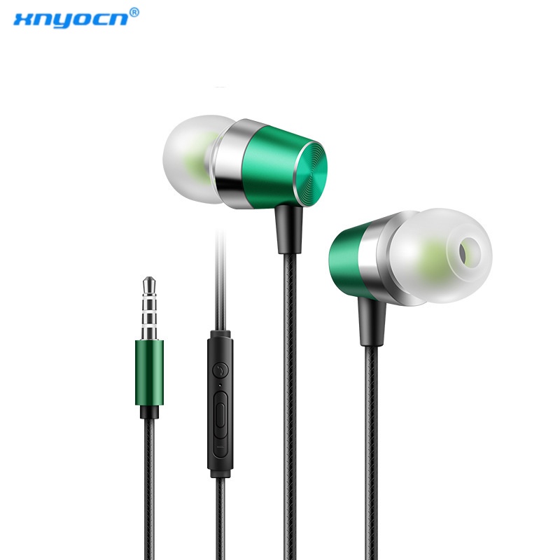 Xnyocn Earphone In ear subwoofer stereo Bahan metal Dengan Kabel + Mic