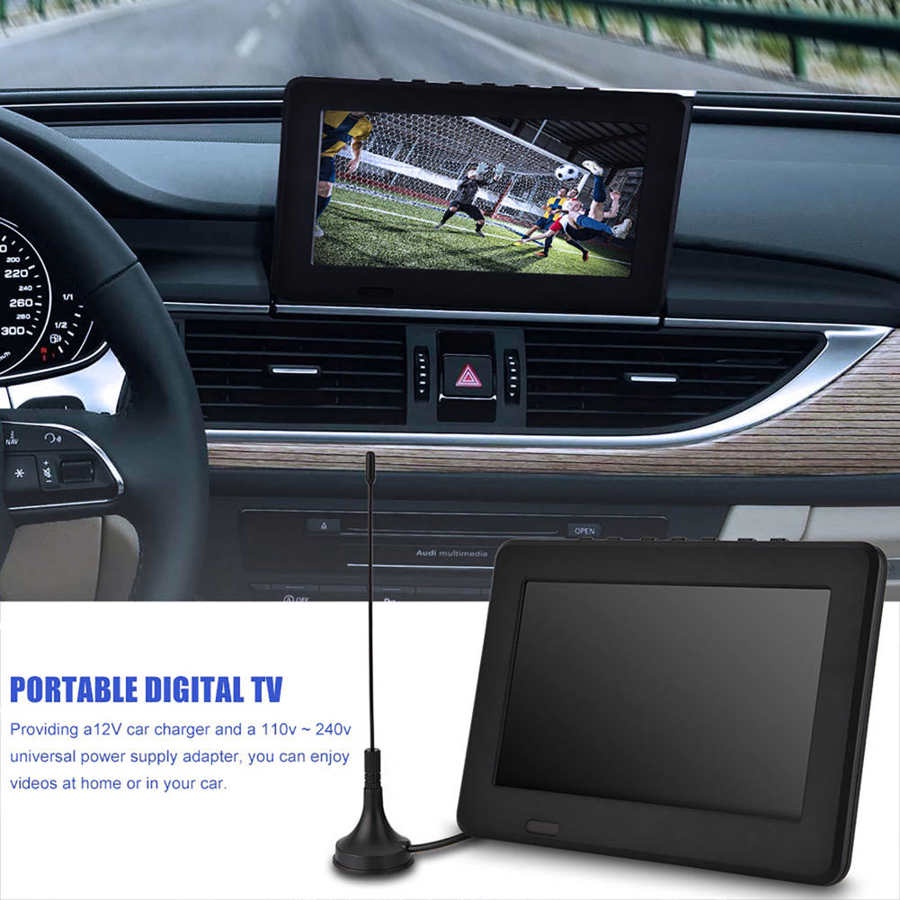 Portable TV Digital 7 Inch sudah digital tidak perlu STB untuk siaran digital Monitor DVB-T2  D7 TV LED TFT bisa dibawa internal baterai bisa charge LEADSTAR Mini Portable Digital TV ATSC 16:9 HD Digital Analog Portable TV Color Television Player