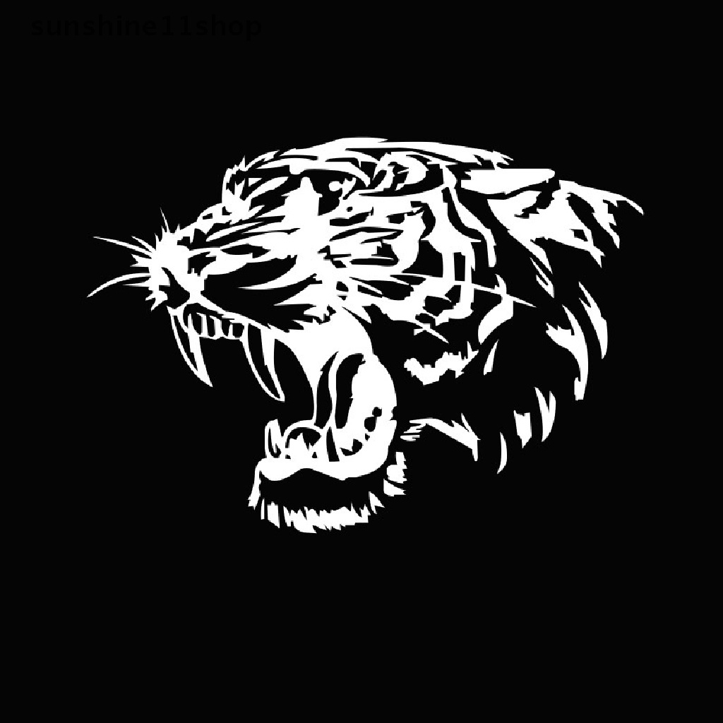 Sho Stiker Vinyl Gambar Kepala Harimau 28X28CM Untuk Motor / Mobil