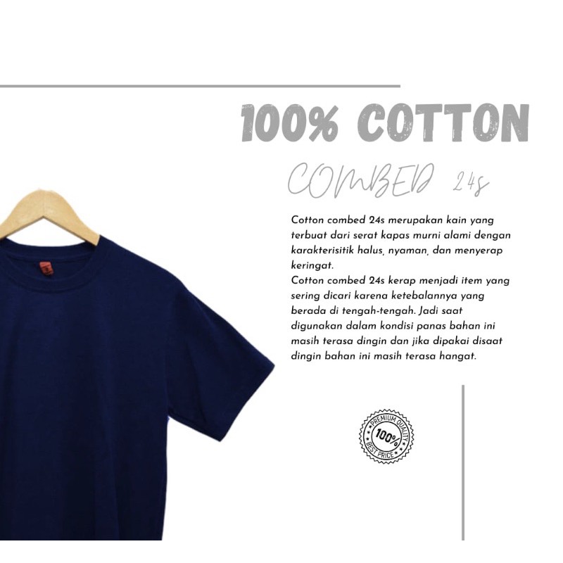 Kaos Polos Cotton Combed 24s Kaos Pria Wanita Soft Cotton Combed 24s