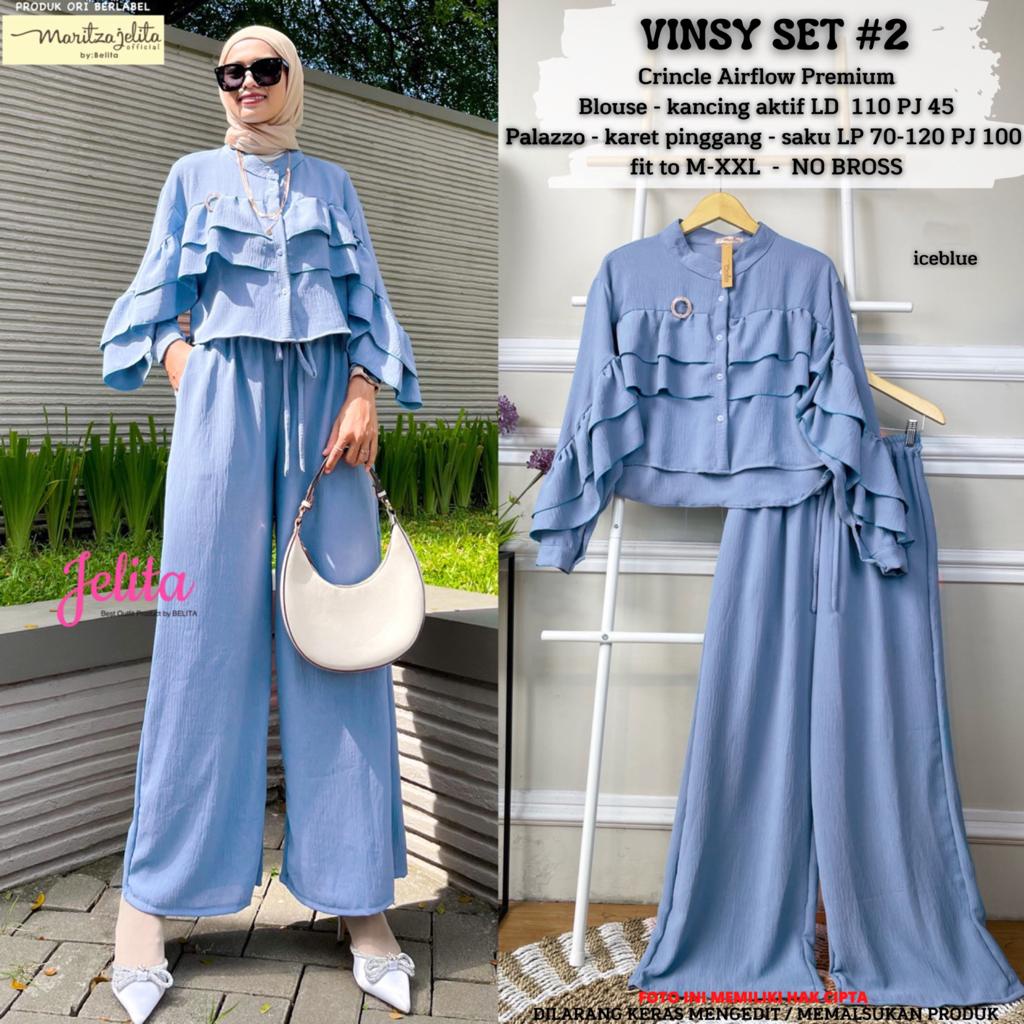 RESTOK VINSY SET #2 BLOUSE CELANA KULOT POLOS ORI JELITA