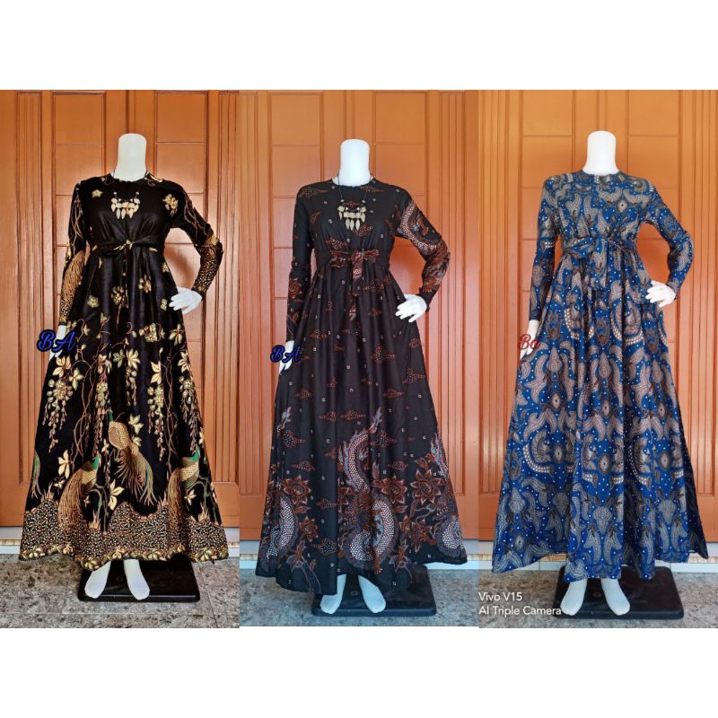 GAMIS BATIK SRIWEDARI BUSUI FRENDLY MAXI BUMIL ALL SIZE LD ...