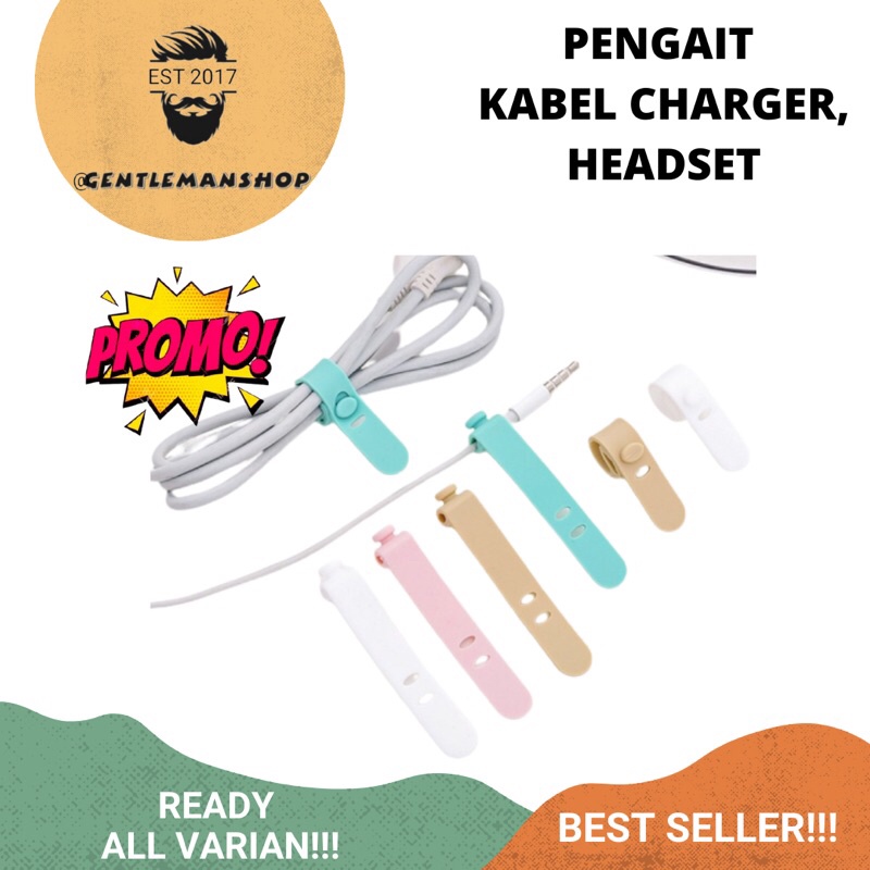 [PROMO!!!] PENGIKAT PENGAIT KABEL HEADSET CHARGER HP WARNA / KARET KAIT HP