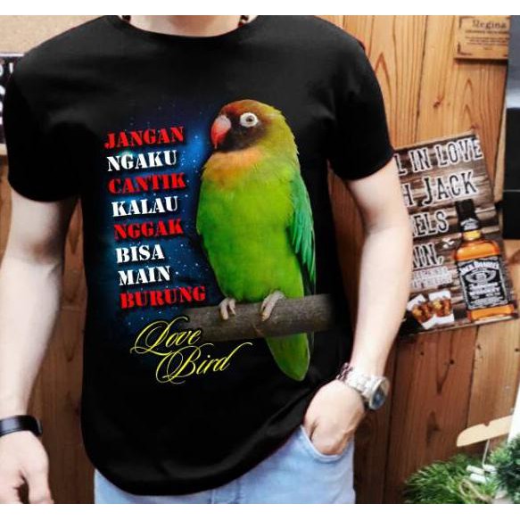 ✅ 1ðƦP Kaos  cowok burung kicau Love bird hijau 5XH