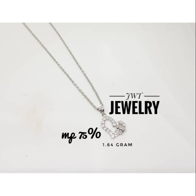 LIONTIN EMAS PUTIH 75% BENTUK HATI LOVE MATA2