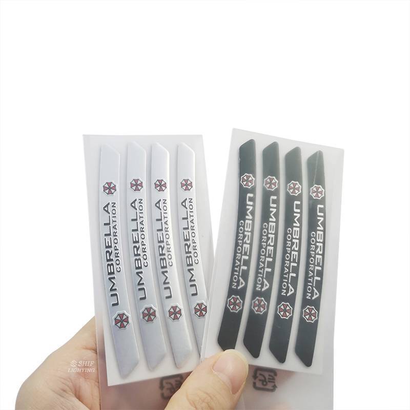 4pcs Stiker Emblem Logo Umbrella Corporation Bahan Aluminum Untuk Velg Mobil