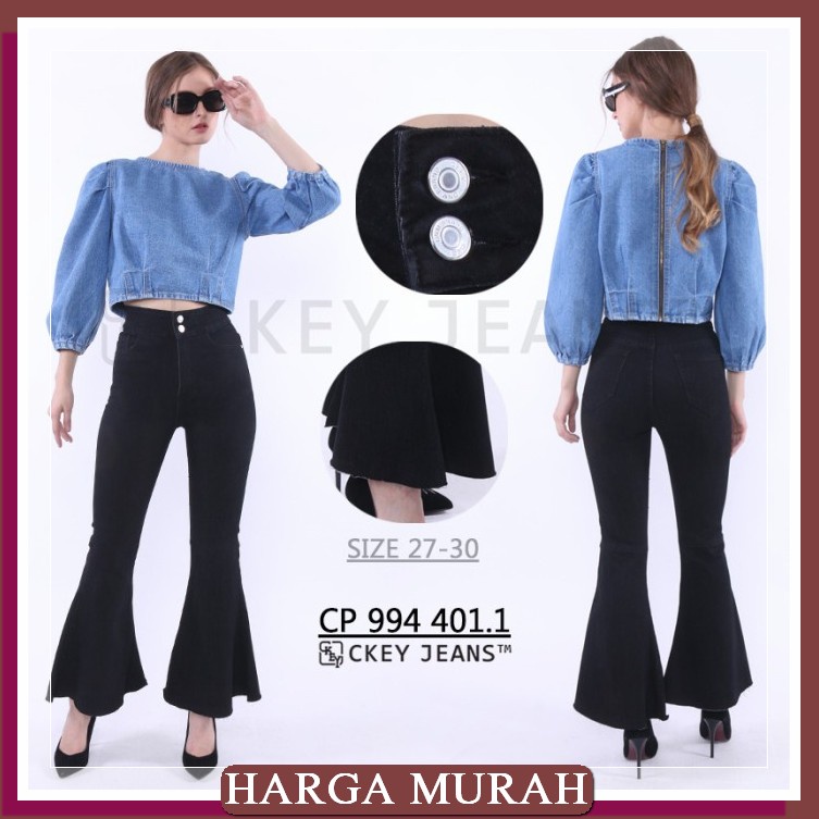 Celana Jeans Wanita Cewek Terbaru Panjang Jins Jens Kekinian Kore NH411 Celanan Jeans Cutbray Ruffel