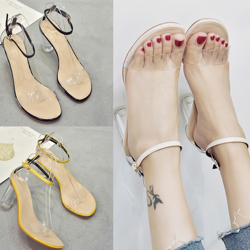 Sepatu High Heels Wanita Model Peep Toe Transparan  untuk 