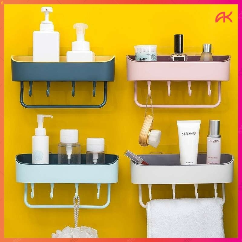ANK RAK DINDING KAMAR MANDI PLASTIK RAK DAPUR GANTUNG BATHROOM ORGANIZER RAK PLASTIK GANTUNG SABUN