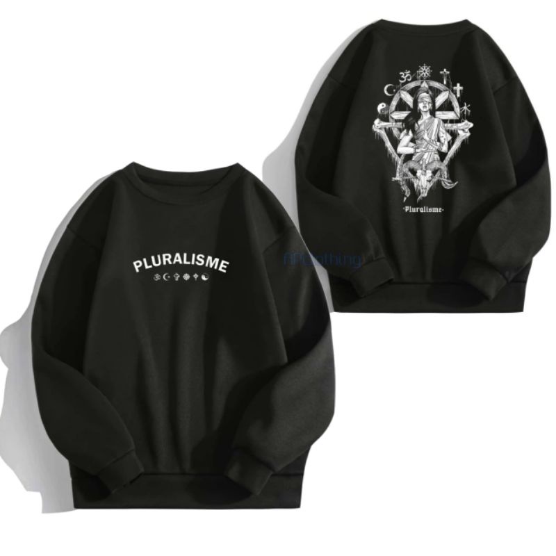 Sweater Pluralisme Baphomet/Crewneck Pluralisme Unisex Laki laki Perempuan