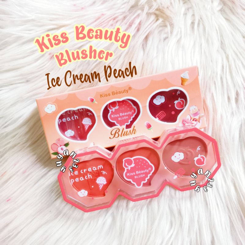 PROMO!!!BLUSH ON/BLUSHER 3 WARNA ICE CREAM PEACH KISS BEAUTY 83119/772B