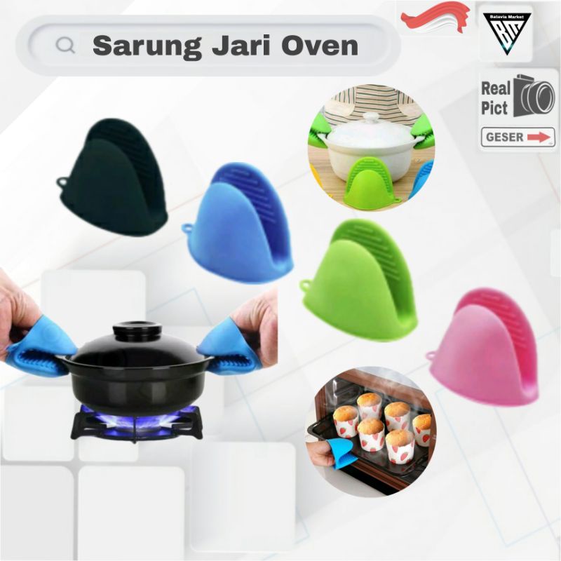 Sarung Jari Oven Anti Panas Clip Pelindung Tangan Silikon