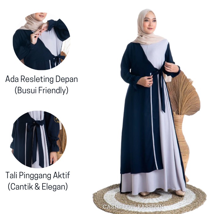 Gamis Syari Polos Remaja Terbaru Kekinian Perempuan Muslim Size S M L XL Pesta Kondangan Premium-1