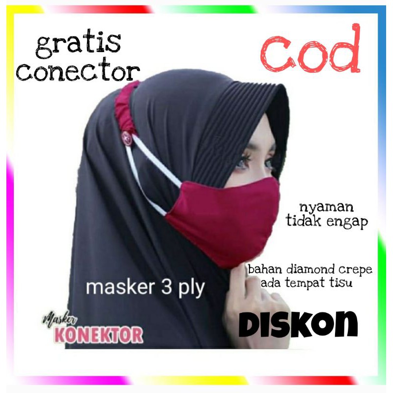 MASKER KAIN 3 LAPIS KONEKTOR HEADLOOP DAN EARLOOP NISA DIISI TISU