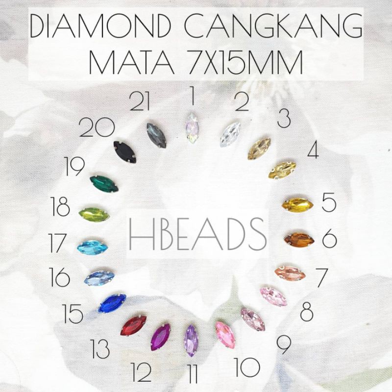 CBG707 | 1 gross Mata 7x15mm cangkang acrylic diamond jahit