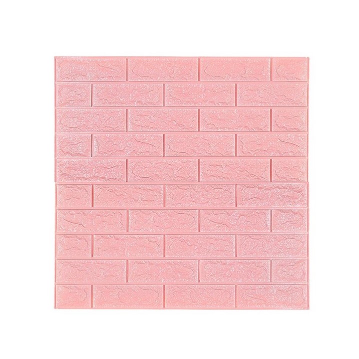 [COD] Wallpaper Bata sticker 3D Foam 3mm Warna Warni / Wallpaper sticker brick 3D Foam rekat anti air-Pink Soft
