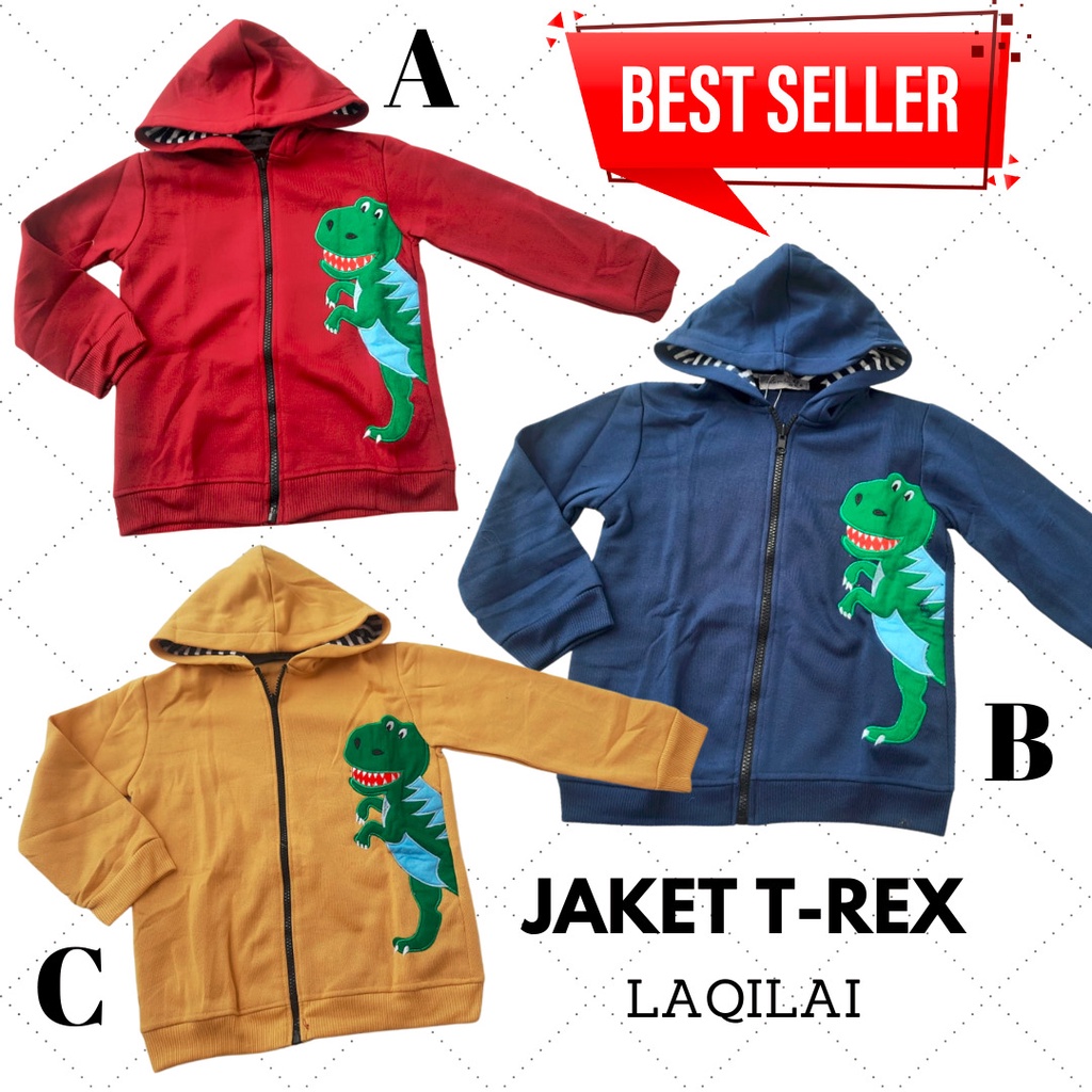 Jaket T-Rex Hoodie Anak Laki Laki Fashion / Hangat Anak Laki Kids Murah Bestseller M520 GK