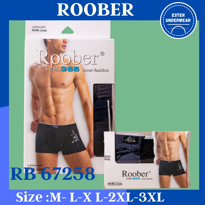 Celana Boxer Pria Roober RB 67258 Isi 2Pcs/Pack Bahan Soft Viscose