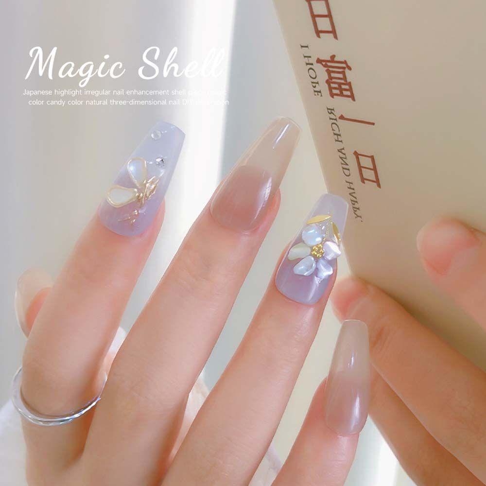 Mxbeauty 3D Nail Art Dekorasi DIY Tidak Teratur Mutiara Shell slice Ultra Tipis Kuku Payet Alami Laut Shell Nail Art Rhinestones